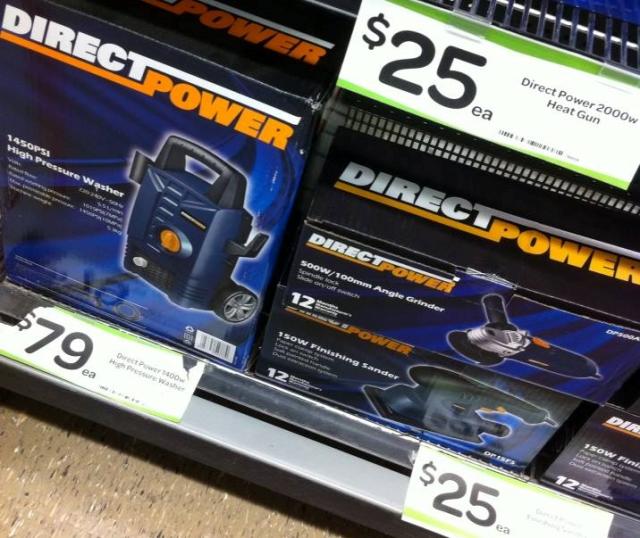 Angle Grinders and Pressure Washers in Woolworths